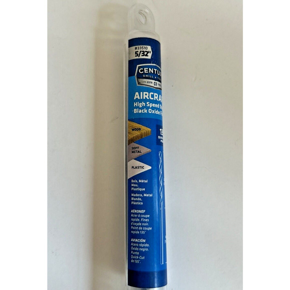 Century Drill & Tool 5/32" x 6" HSS Black Oxide Finish Aircraft Drill Bit 33510 - Picture 2 of 4